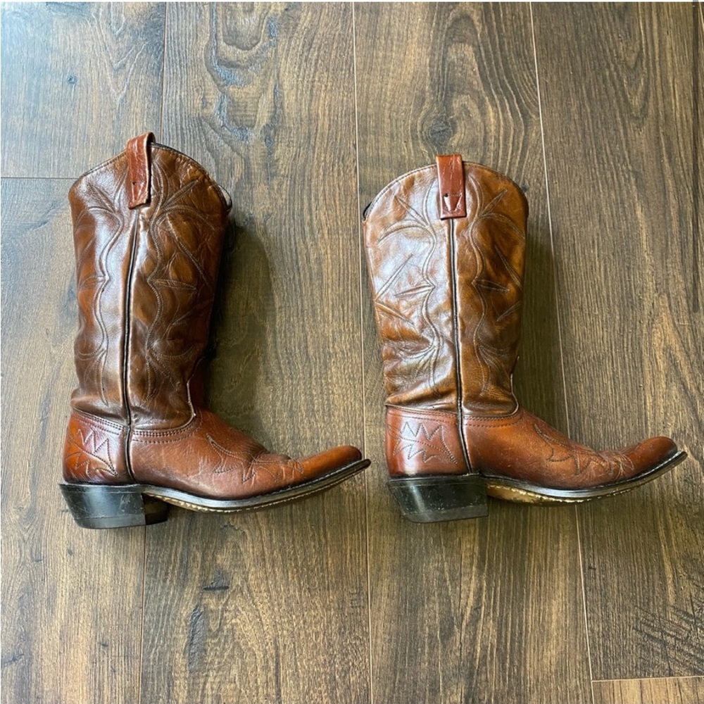 Vintage ACME Cognac Brown cowboy cowgirl Western cattle boots women’s 5.5 USA